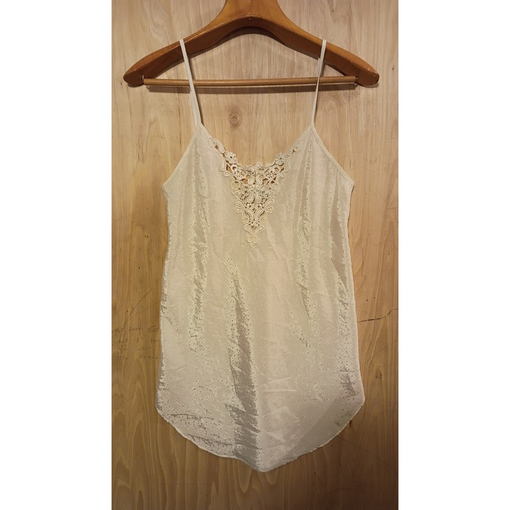 Cinema Etoile Ivory Lace Trim Camisole Top Jacquard V-Neck Lingerie Fairycore.